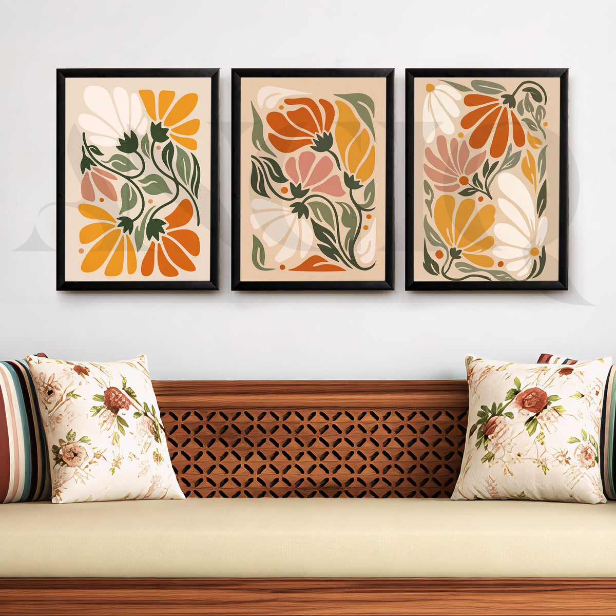 Vintage Botanical Bloom Gallery Wall – Set of 3 Floral Artworks - 18 x 24 Inches – Asha Art Studio – Image 3
