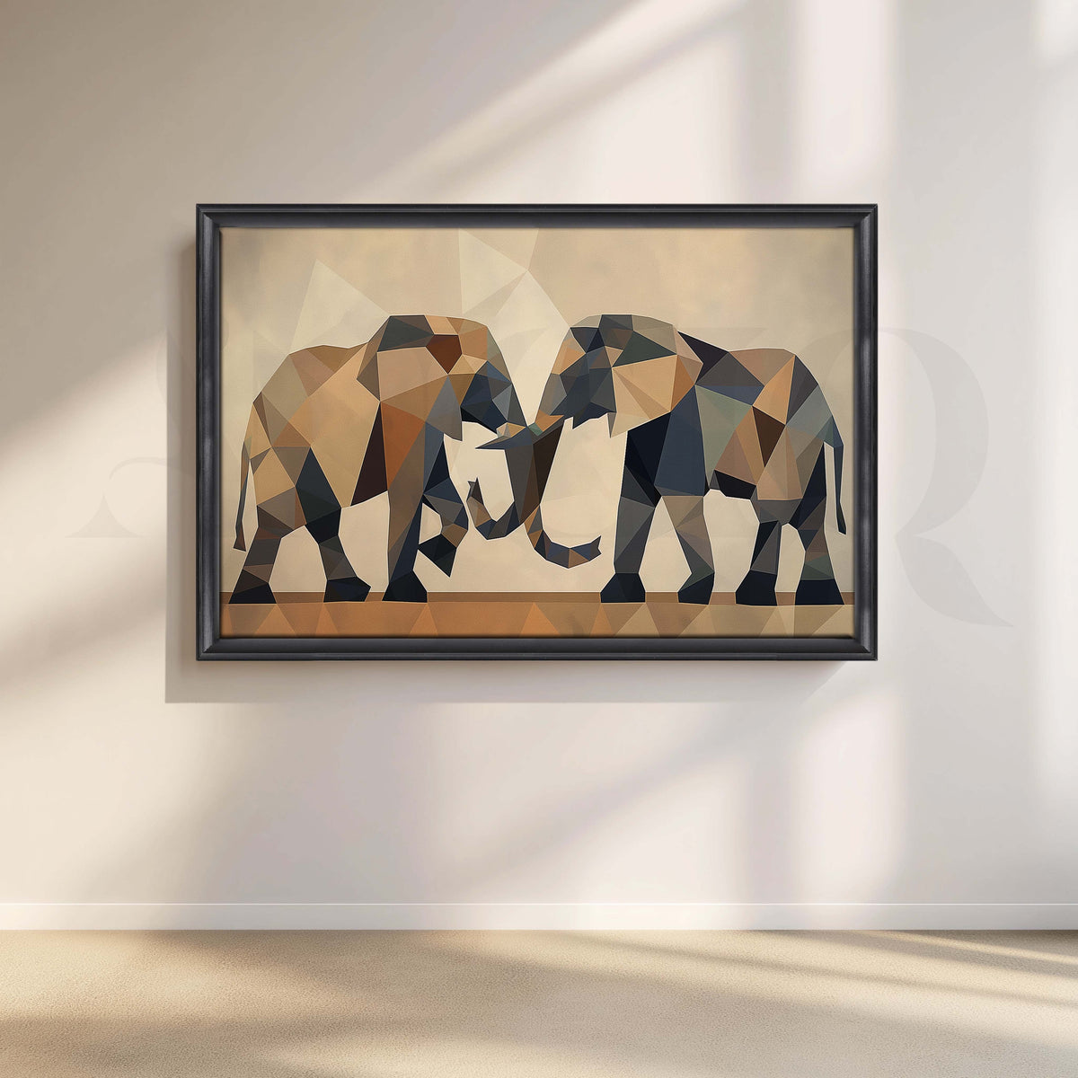 Geometric Elephant Canvas Artwork – Asha Art Studio – Image 3
