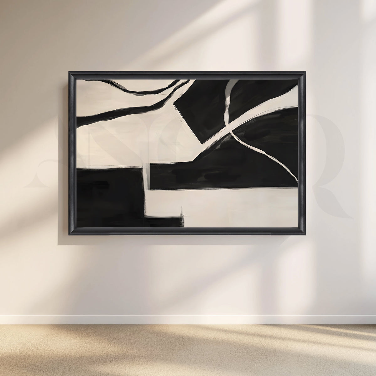 Black and White Abstract Canvas Artwork – Asha Art Studio – Image 3