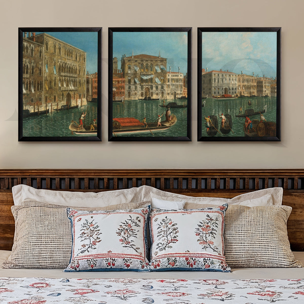 Venetian Canal Cityscape Gallery Wall – Set of 3 Classic European Artworks - 18 x 24 Inches – Asha Art Studio – Image 7