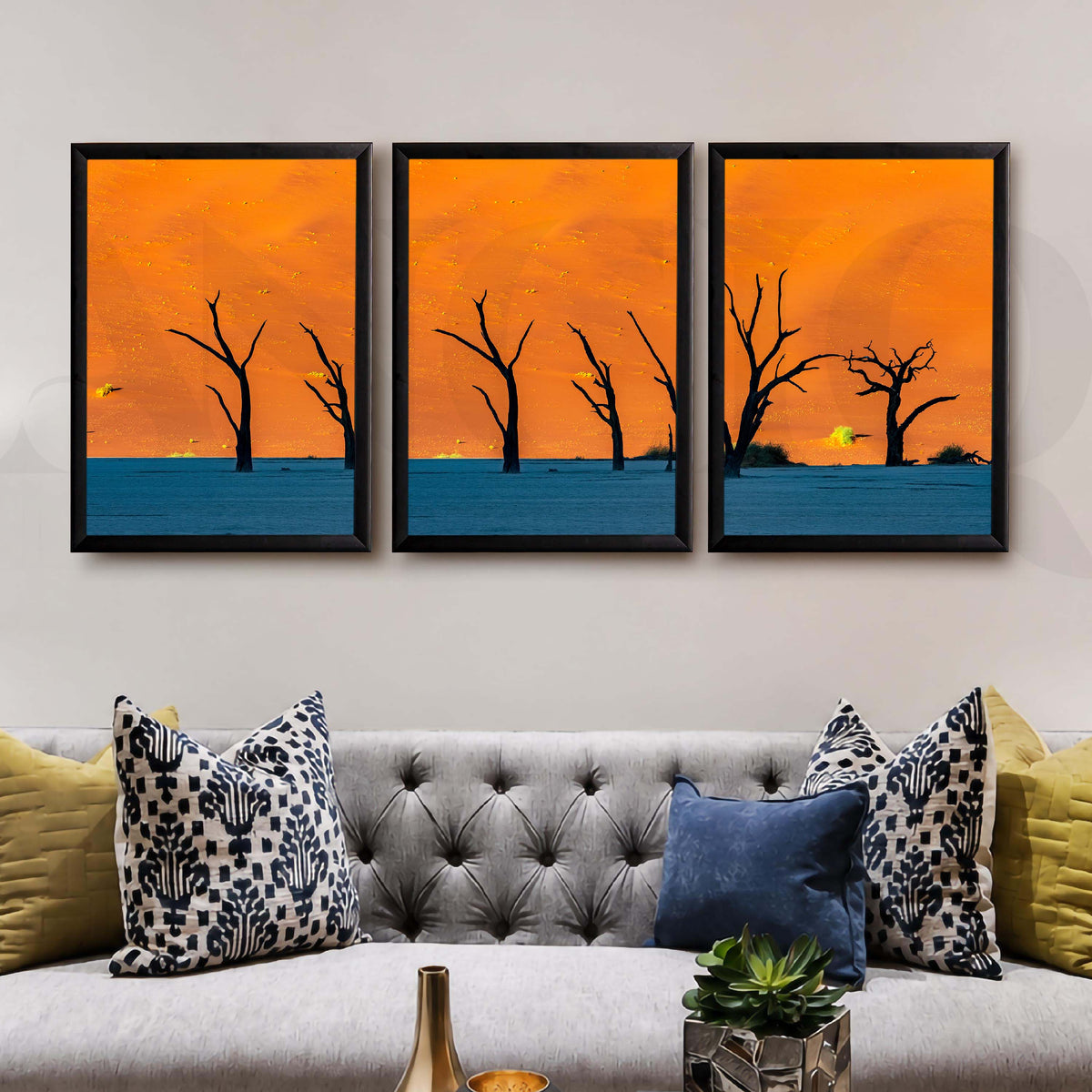 Sunset Tree Landscape Gallery Wall Canvas Artwork Set of 3 – Asha Art Studio – Image 3
