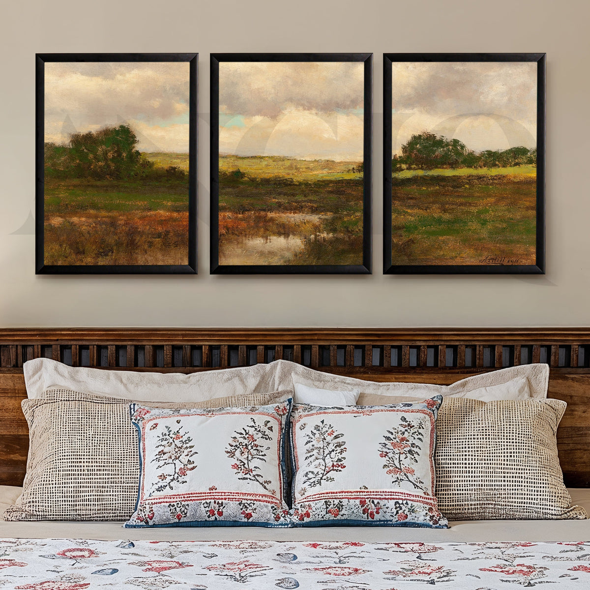 Rustic Meadow Landscape Gallery Wall – Set of 3 Classic Countryside Artworks - 18 x 24 Inches – Asha Art Studio – Image 7