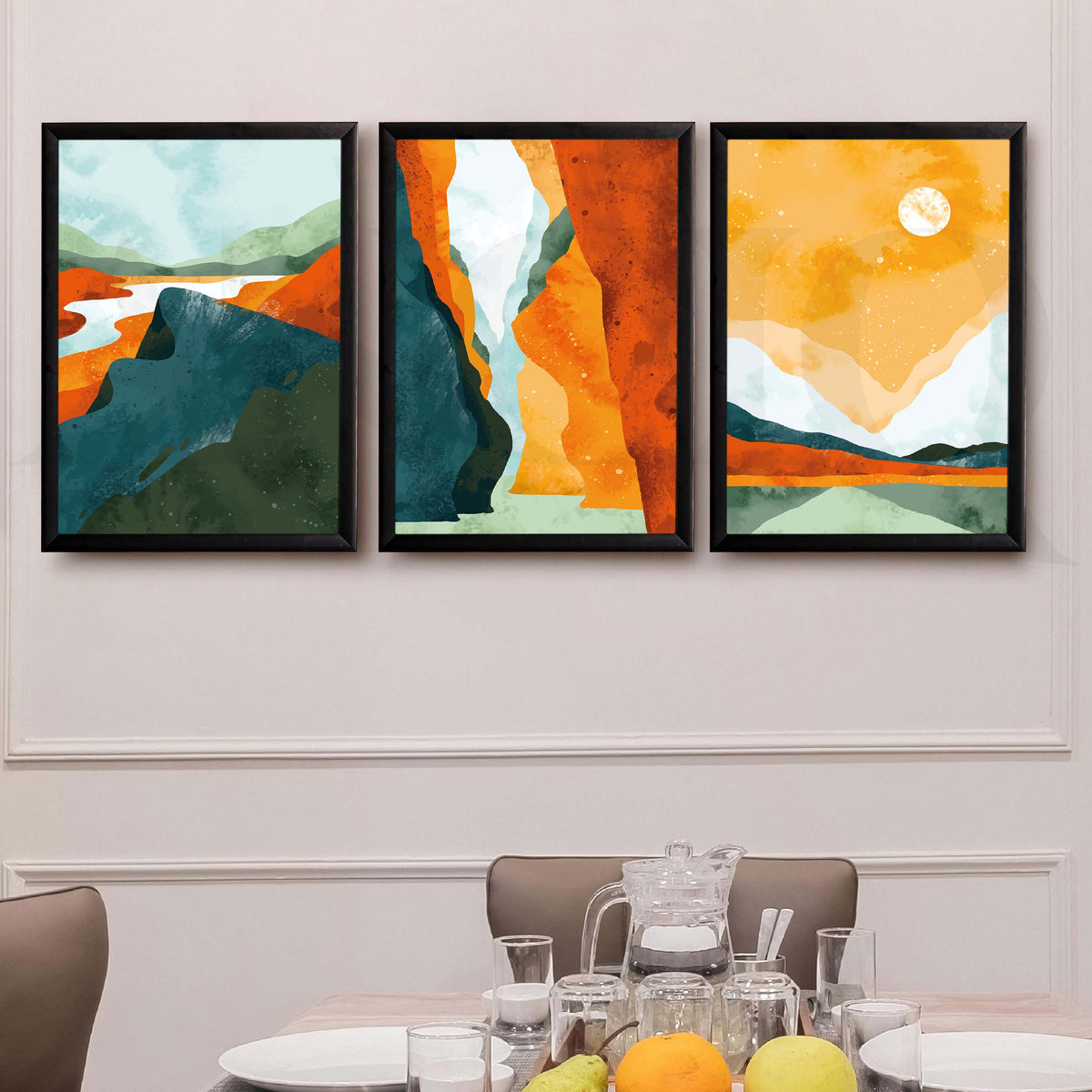 Vibrant Canyon Landscape Gallery Wall Artwork Set of 3 – Asha Art Studio – Image 3