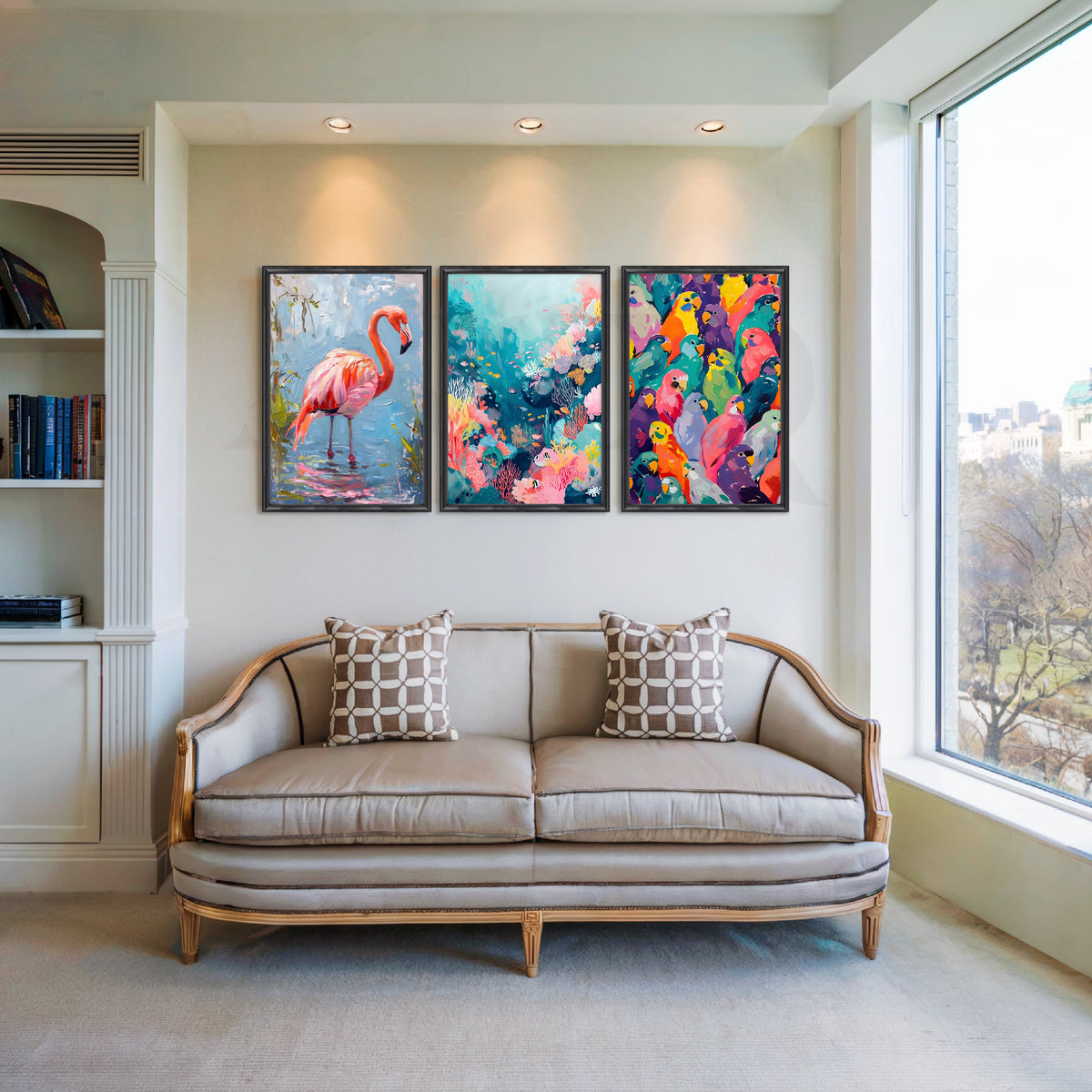 Tropical Birds & Bloom Gallery Wall – Set of 3 Artworks – Asha Art Studio – Image 3