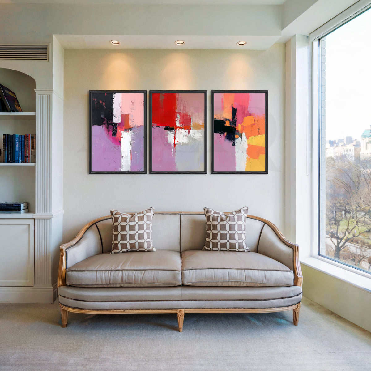 Blush Abstract Blocks Gallery Wall – Set of 3 Artworks – Asha Art Studio – Image 3