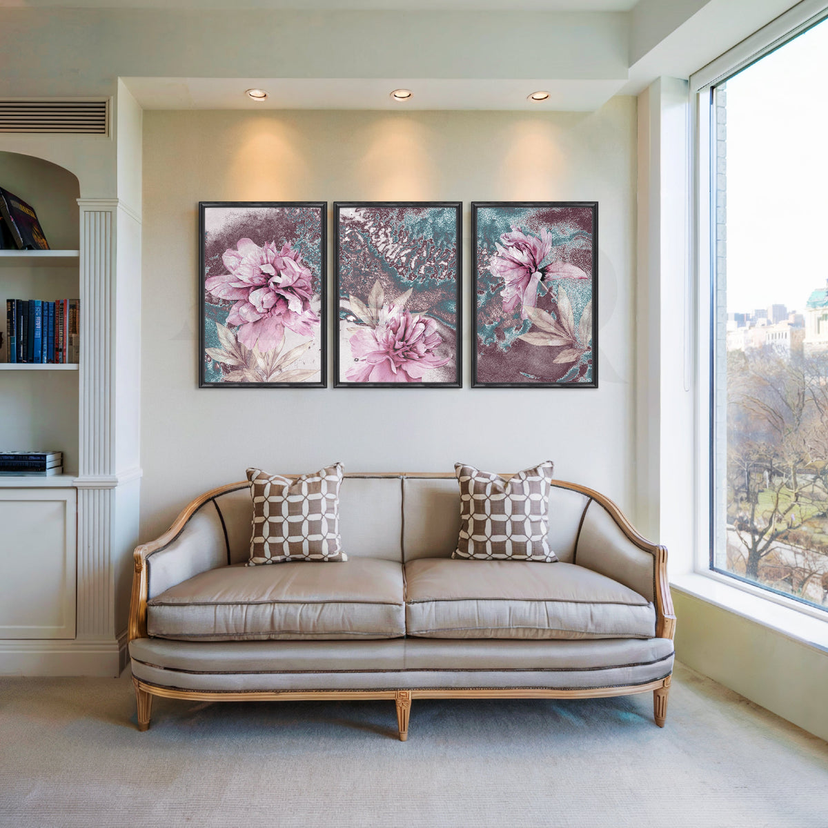 Dusty Rose Bloom Gallery Wall – Set of 3 Artworks – Asha Art Studio – Image 3
