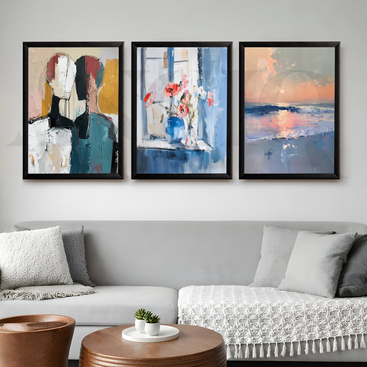 Contemporary Serenity Abstract Gallery Wall – Set of 3 Modern Artworks - 18 x 24 Inches – Asha Art Studio – Image 8