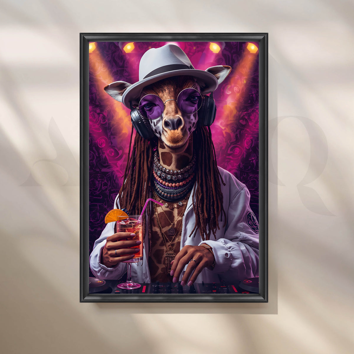 Cool DJ Giraffe Neon Pop Art – Asha Art Studio – Image 3