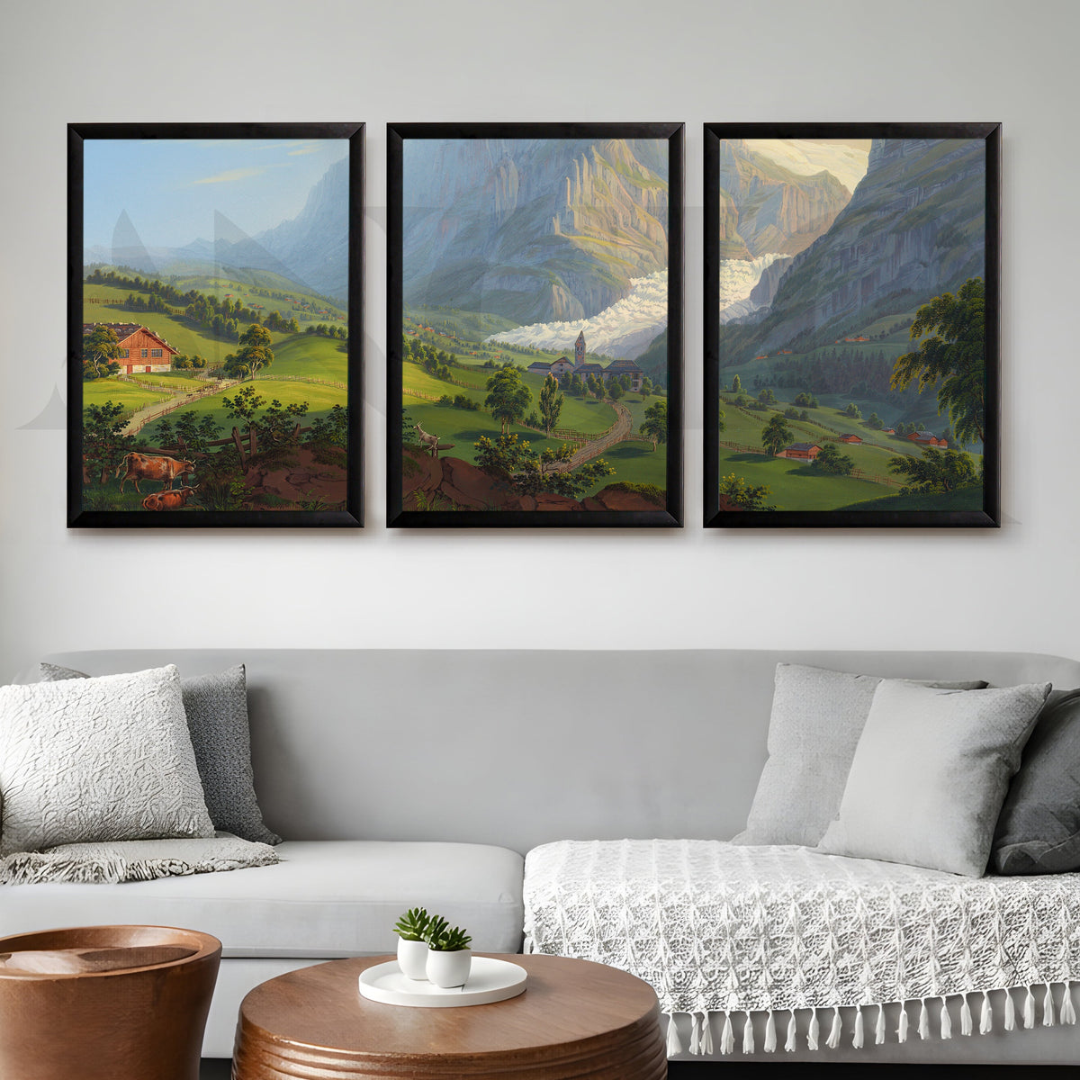Alpine Countryside Panorama Gallery Wall – Set of 3 Landscape Artworks - 18 x 24 Inches – Asha Art Studio – Image 7