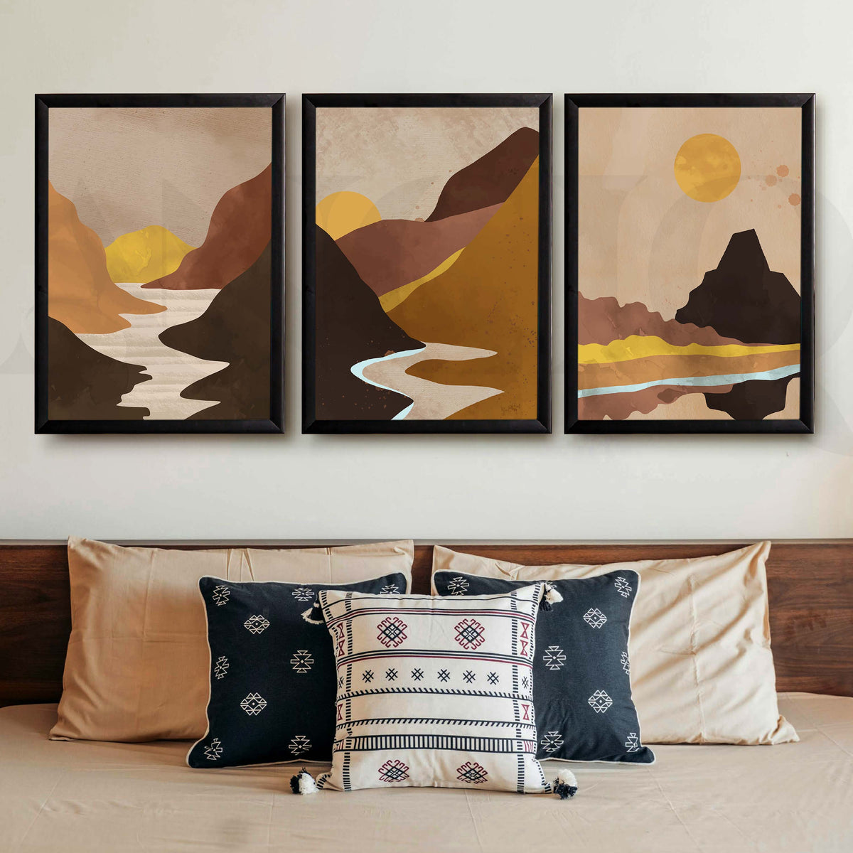 Warm Desert Landscape Gallery Wall Artwork Set of 3 – Asha Art Studio – Image 3