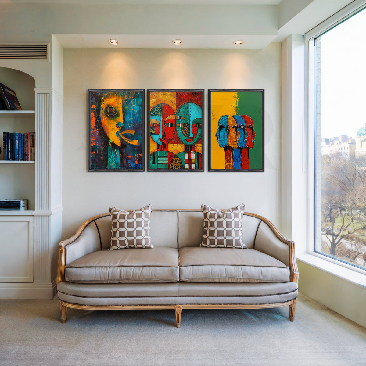 Tribal Faces Fusion Gallery Wall – Set of 3 Artworks – Asha Art Studio – Image 3