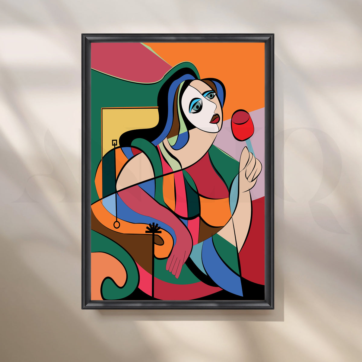Geometric Female Portrait Canvas Artwork – Asha Art Studio – Image 3