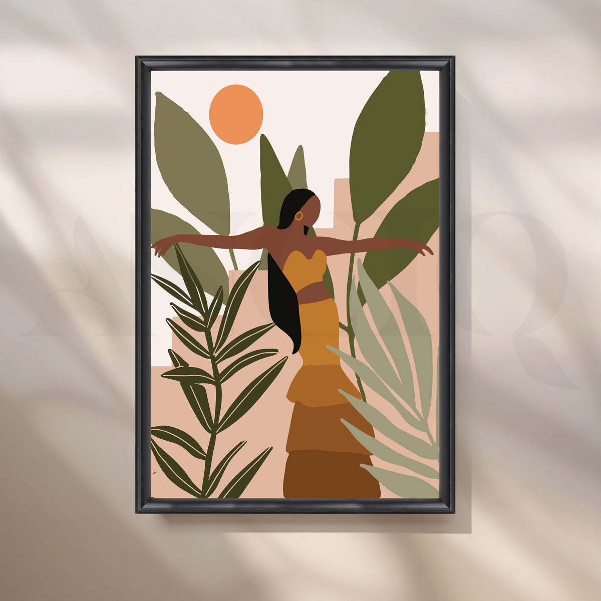 Leaves and Warm Earth Tones Boho Artwork – Asha Art Studio – Image 3