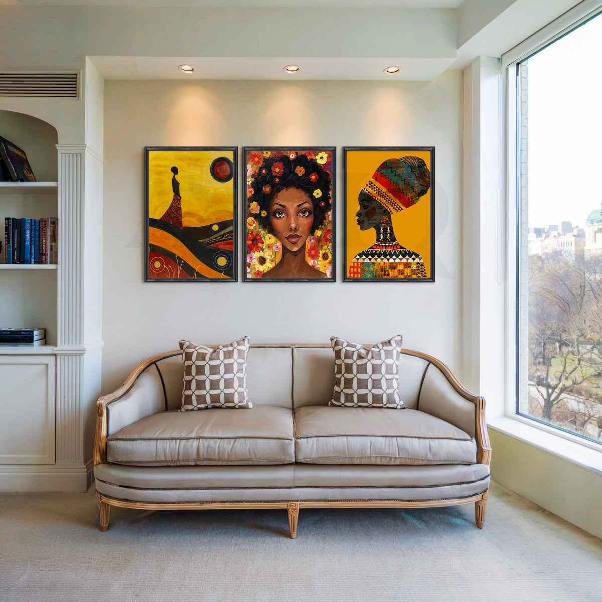 Golden Afro Muse Gallery Wall – Set of 3 Artworks – Asha Art Studio – Image 3