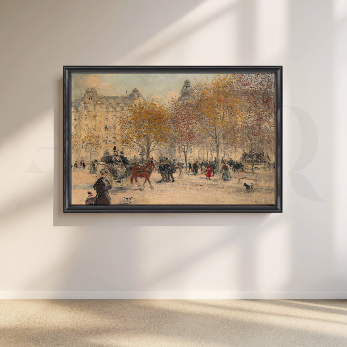 Vintage City Park Scene Canvas Artwork – Asha Art Studio – Image 3