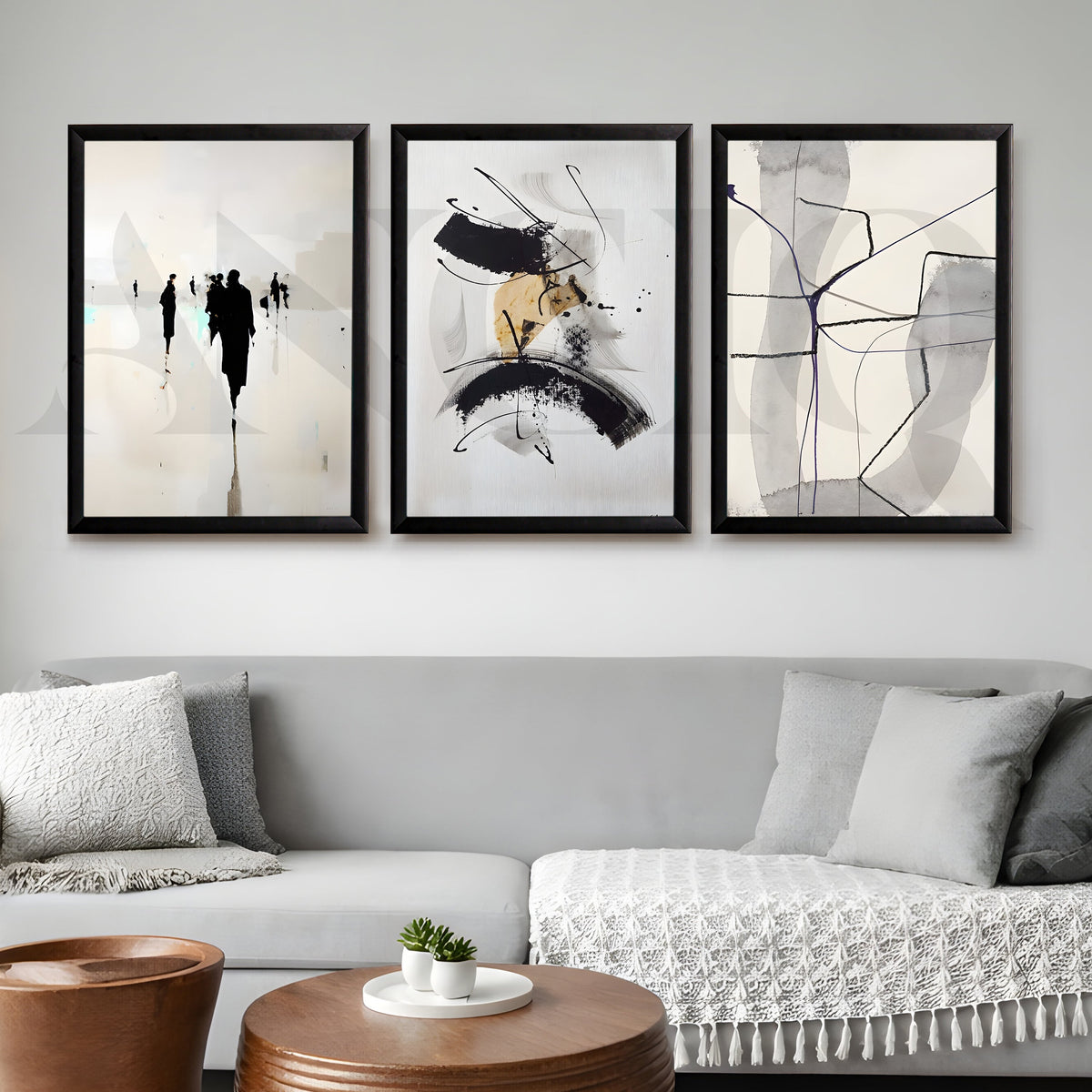 Minimal Ink Expressions Gallery Wall – Set of 3 Modern Abstract Artworks - 18 x 24 Inches – Asha Art Studio – Image 7
