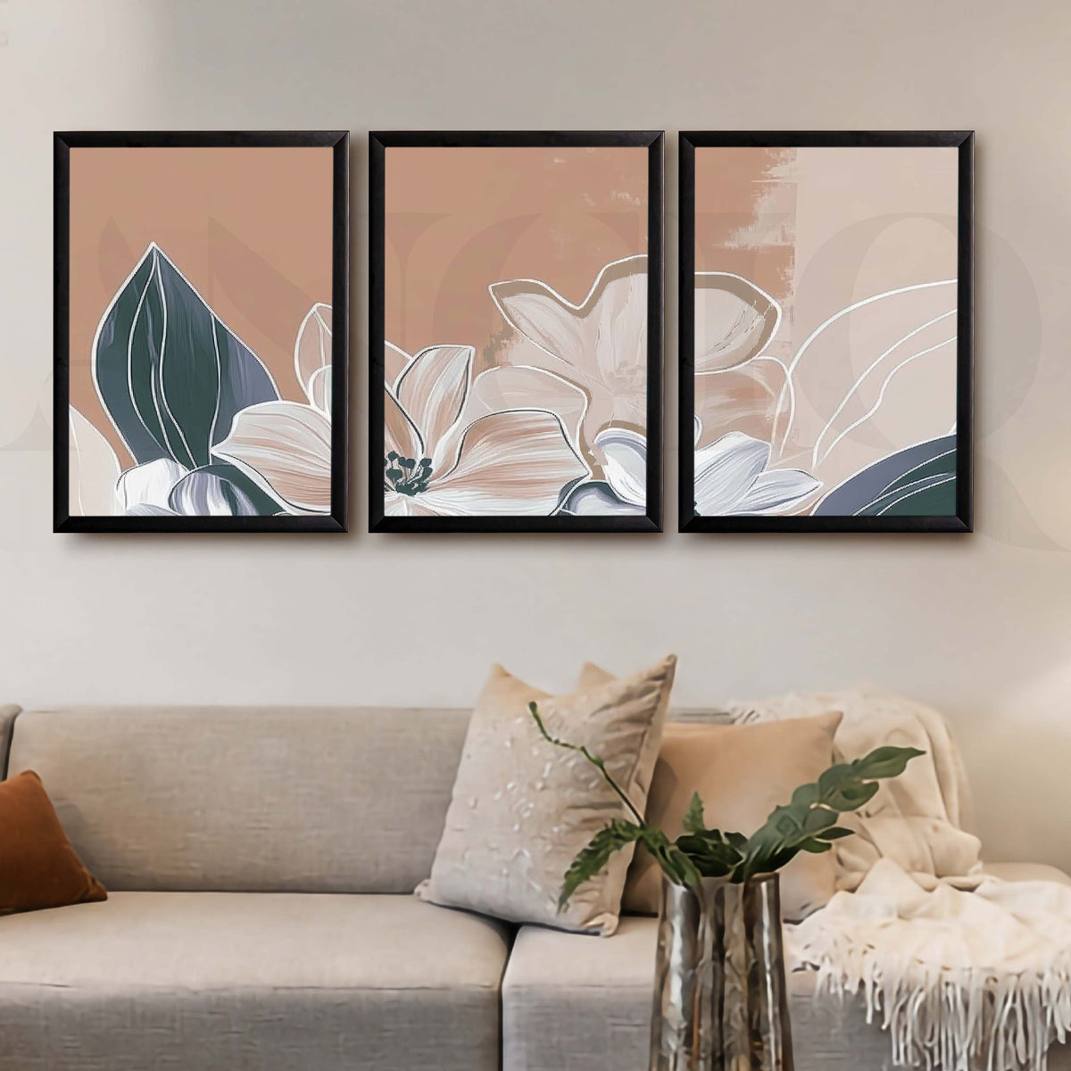 Soft Floral Botanical Gallery Wall Artwork Set of 3 – Asha Art Studio – Image 3