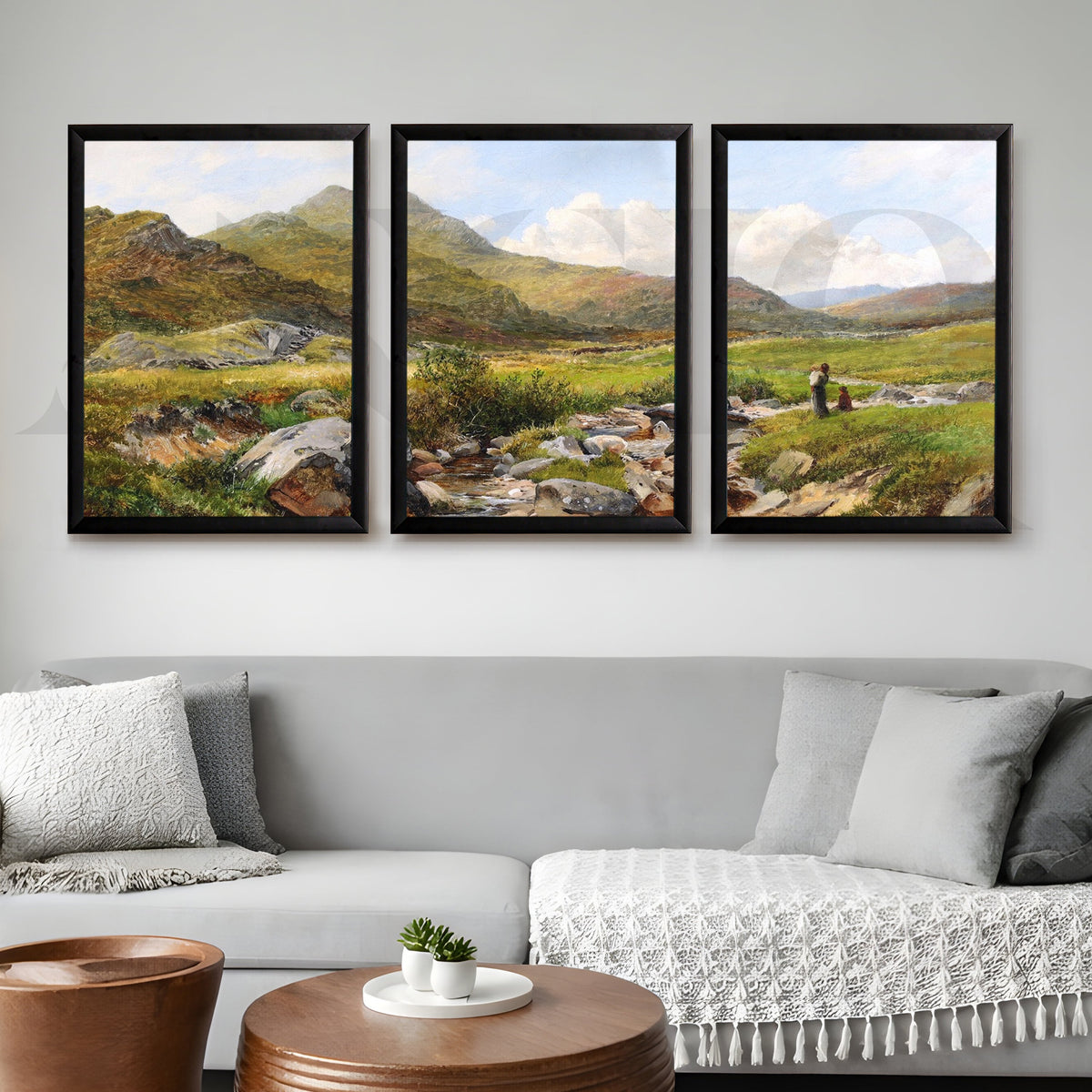 Highland Meadow Stream Gallery Wall – Set of 3 Classic Artworks - 18 x 24 Inches – Asha Art Studio – Image 3