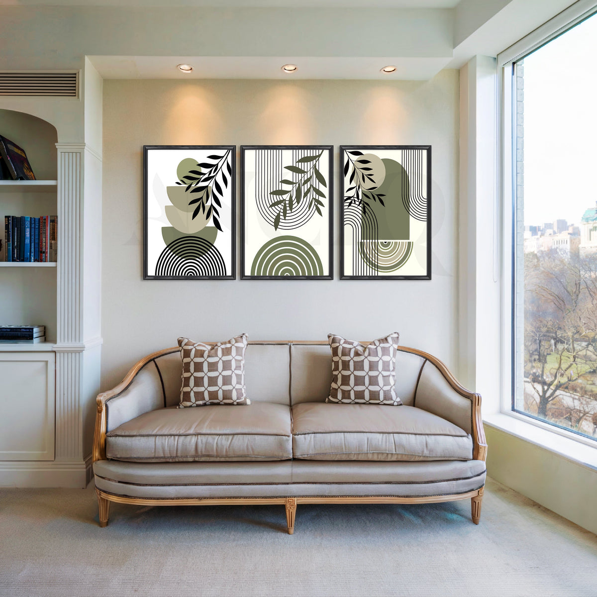 Minimal Botanical Geometry Gallery Wall – Set of 3 Artworks – Asha Art Studio – Image 3