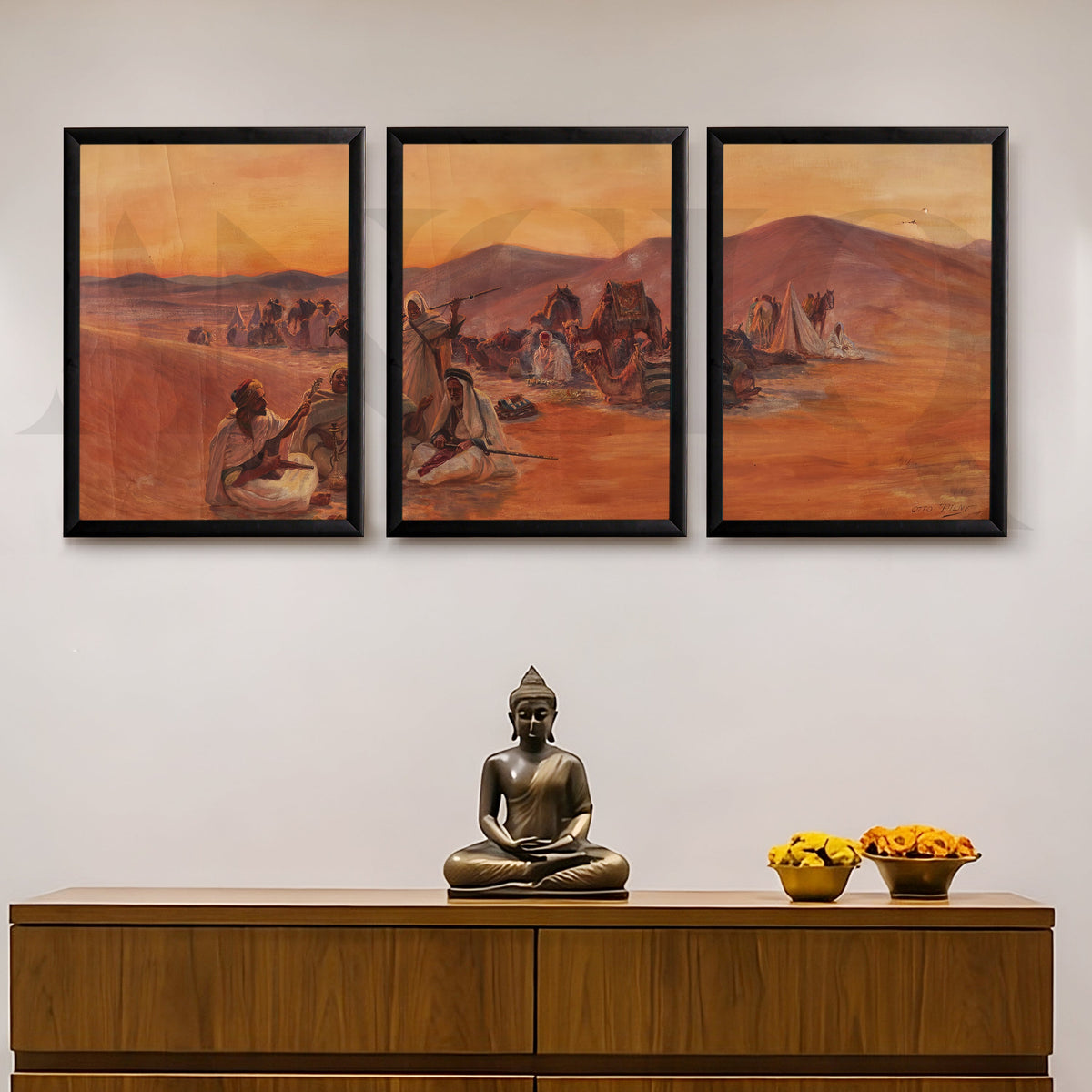 Desert Caravan Narrative Gallery Wall – Set of 3 Vintage Artworks - 18 x 24 Inches – Asha Art Studio – Image 7