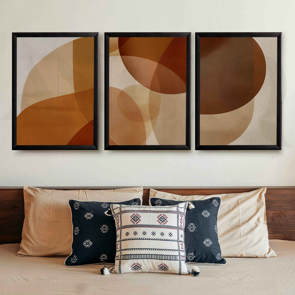 Warm Earthy Geometric Gallery Wall Artwork Set of 3 – Asha Art Studio – Image 3