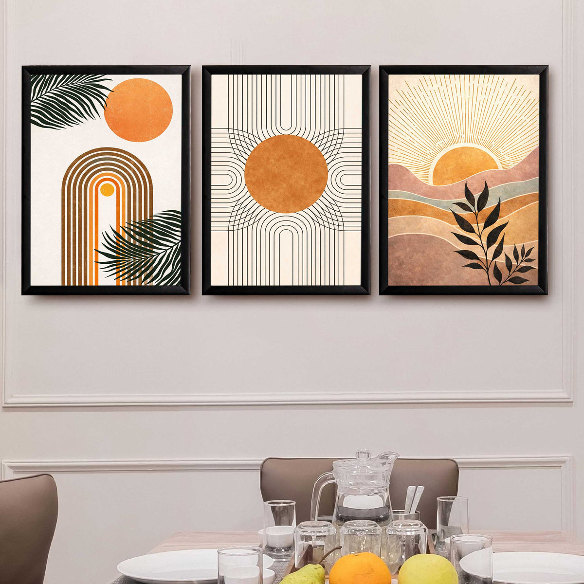 Boho Sun Arch Gallery Wall Canvas Set of 3 - 18 x 24 Inches – Asha Art Studio – Image 3