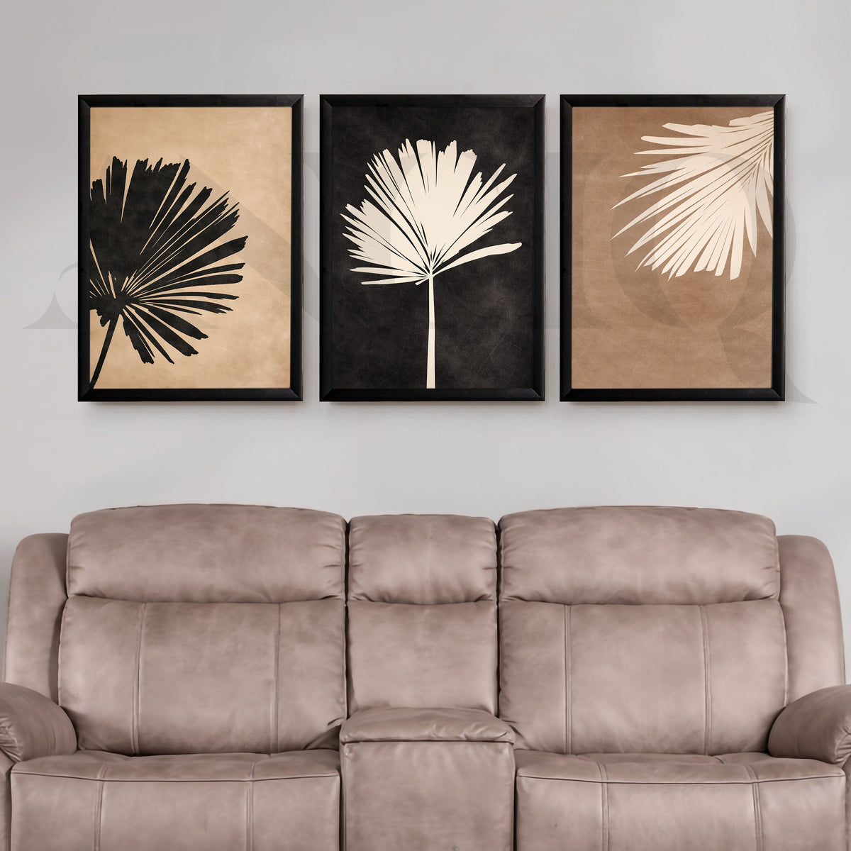 Monochrome Palm Silhouette Gallery Wall – Set of 3 Modern Botanical Artworks - 18 x 24 Inches – Asha Art Studio – Image 3