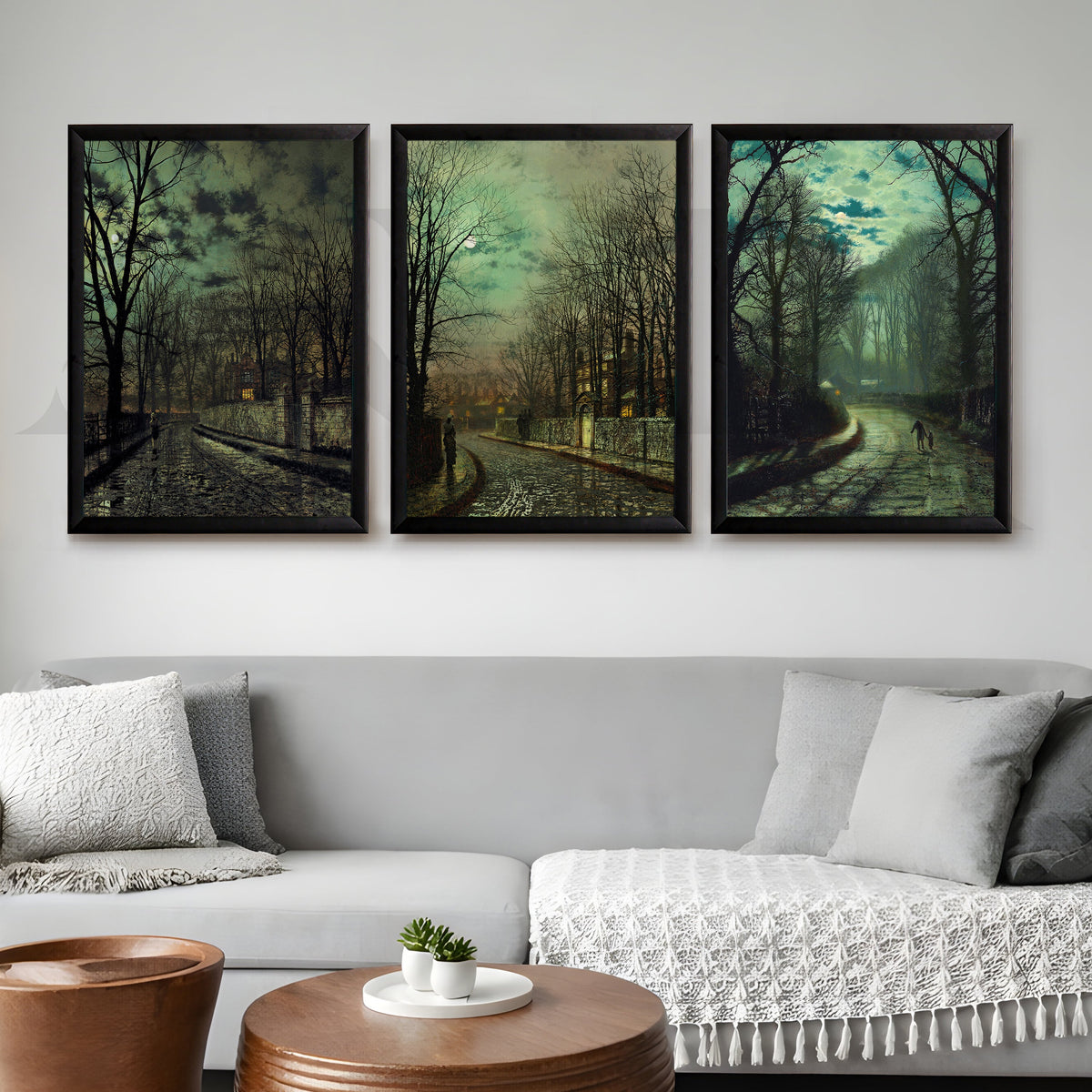 Moody Twilight Streetscape Gallery Wall – Set of 3 Atmospheric Artworks - 18 x 24 Inches – Asha Art Studio – Image 7