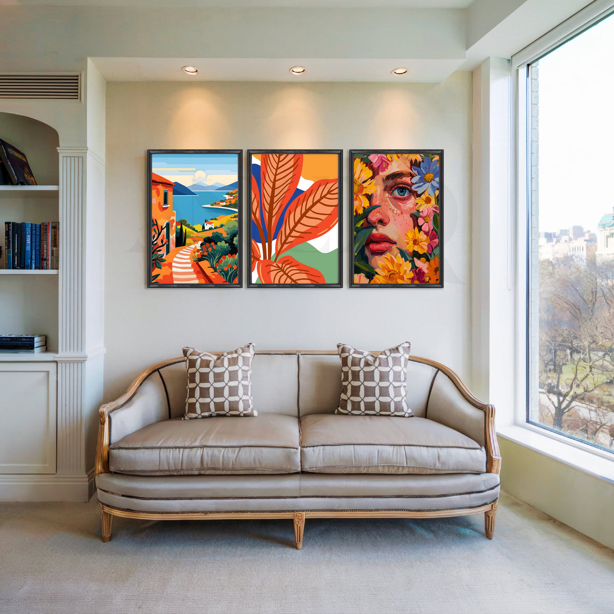 Sunlit Riviera Muse Gallery Wall – Set of 3 Canvas Artworks – Asha Art Studio – Image 3