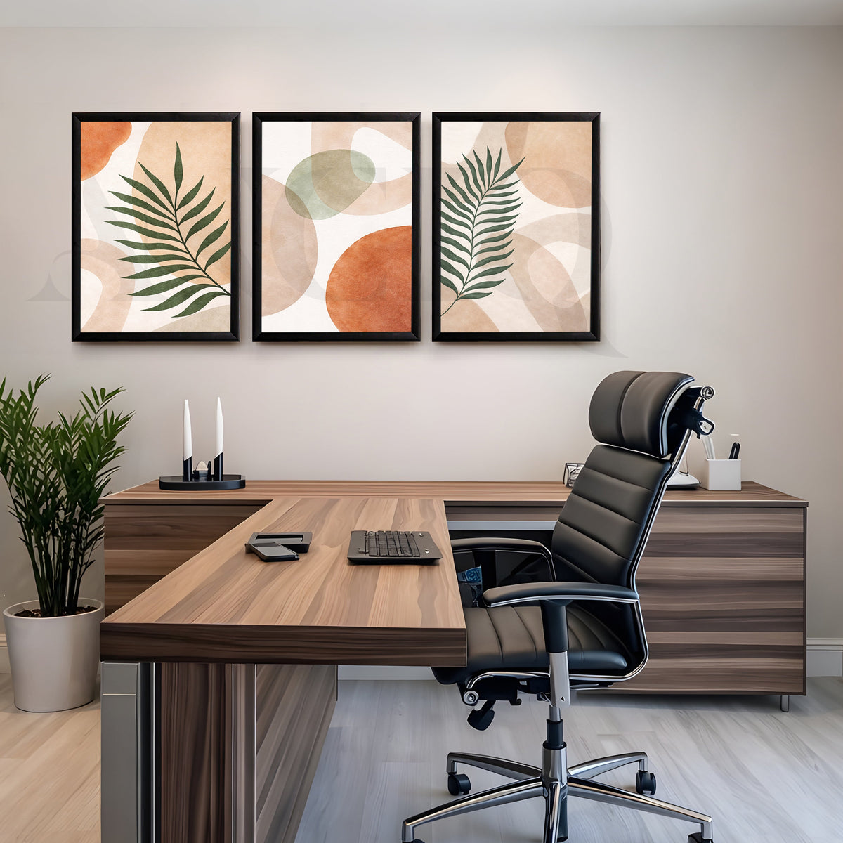 Modern Botanical Abstract Harmony Gallery Wall – Set of 3 Contemporary Artworks - 18 x 24 Inches – Asha Art Studio – Image 3