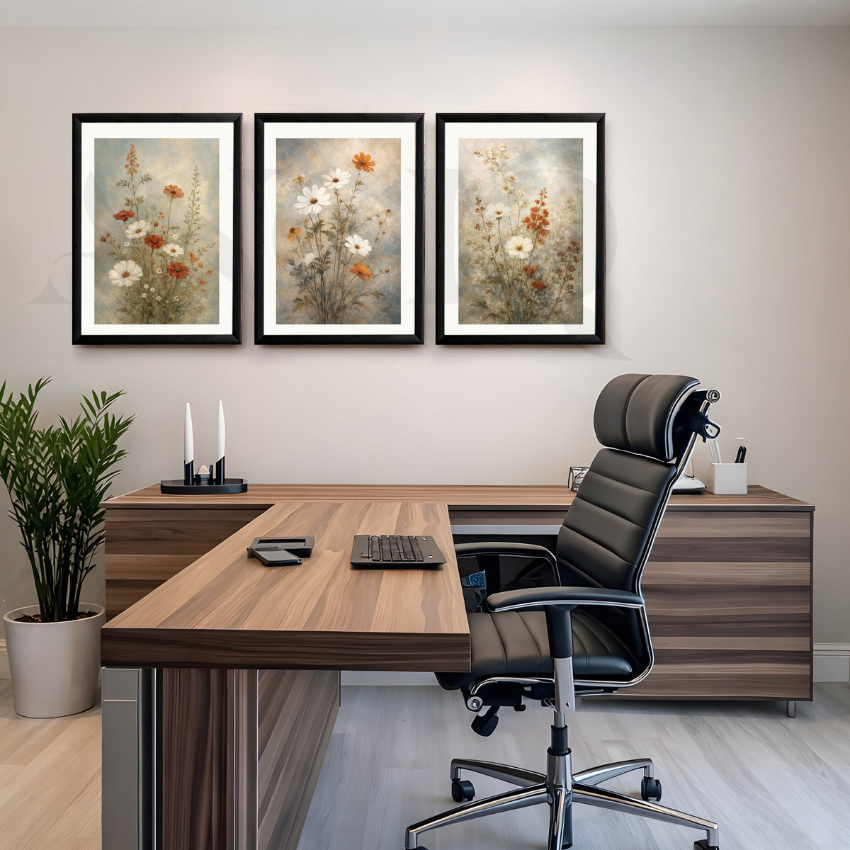 Vintage Wildflower Meadow Gallery Wall – Set of 3 Floral Artworks - 18 x 24 Inches – Asha Art Studio – Image 7