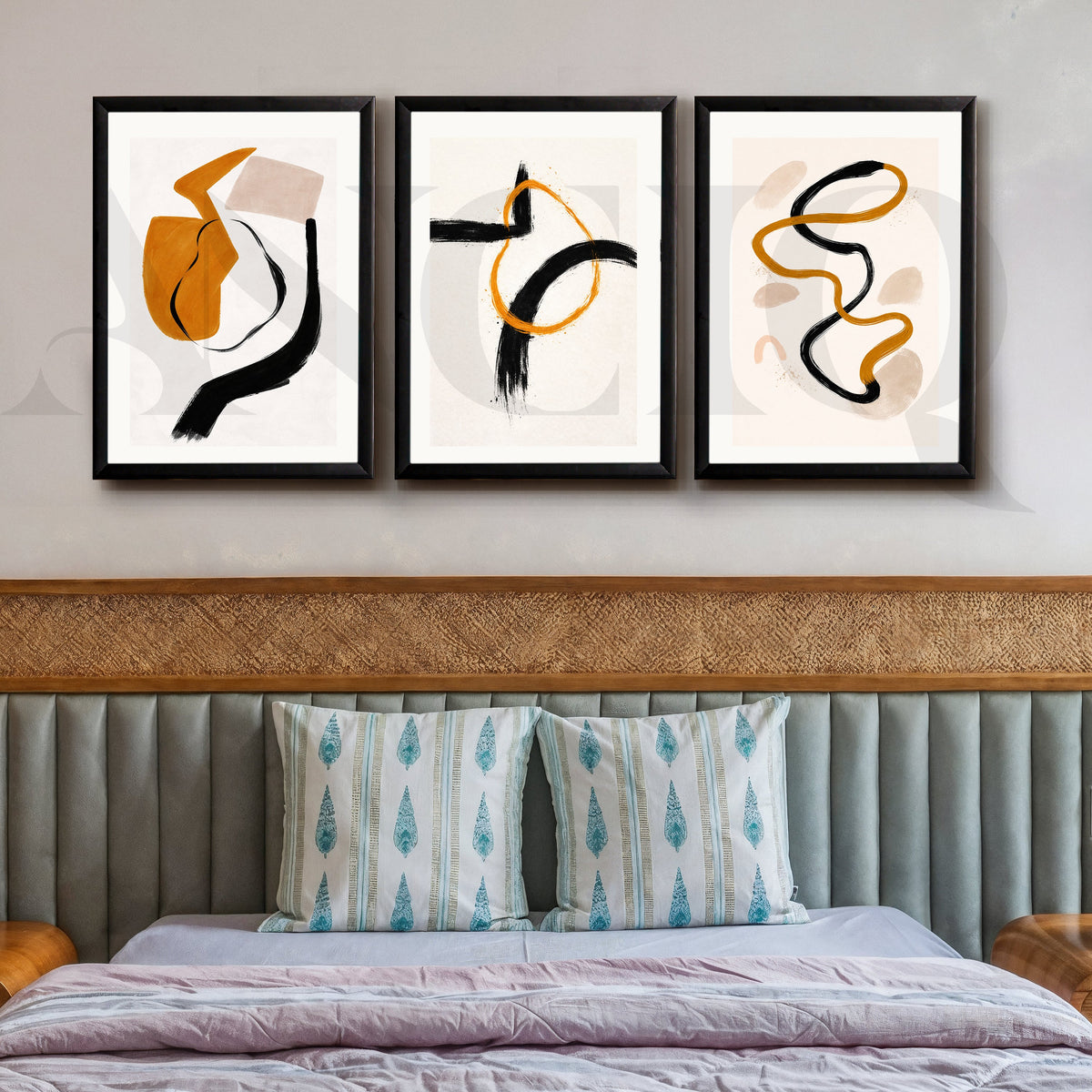Contemporary Stroke Harmony Gallery Wall – Set of 3 Abstract Line Artworks - 18 x 24 Inches – Asha Art Studio – Image 7