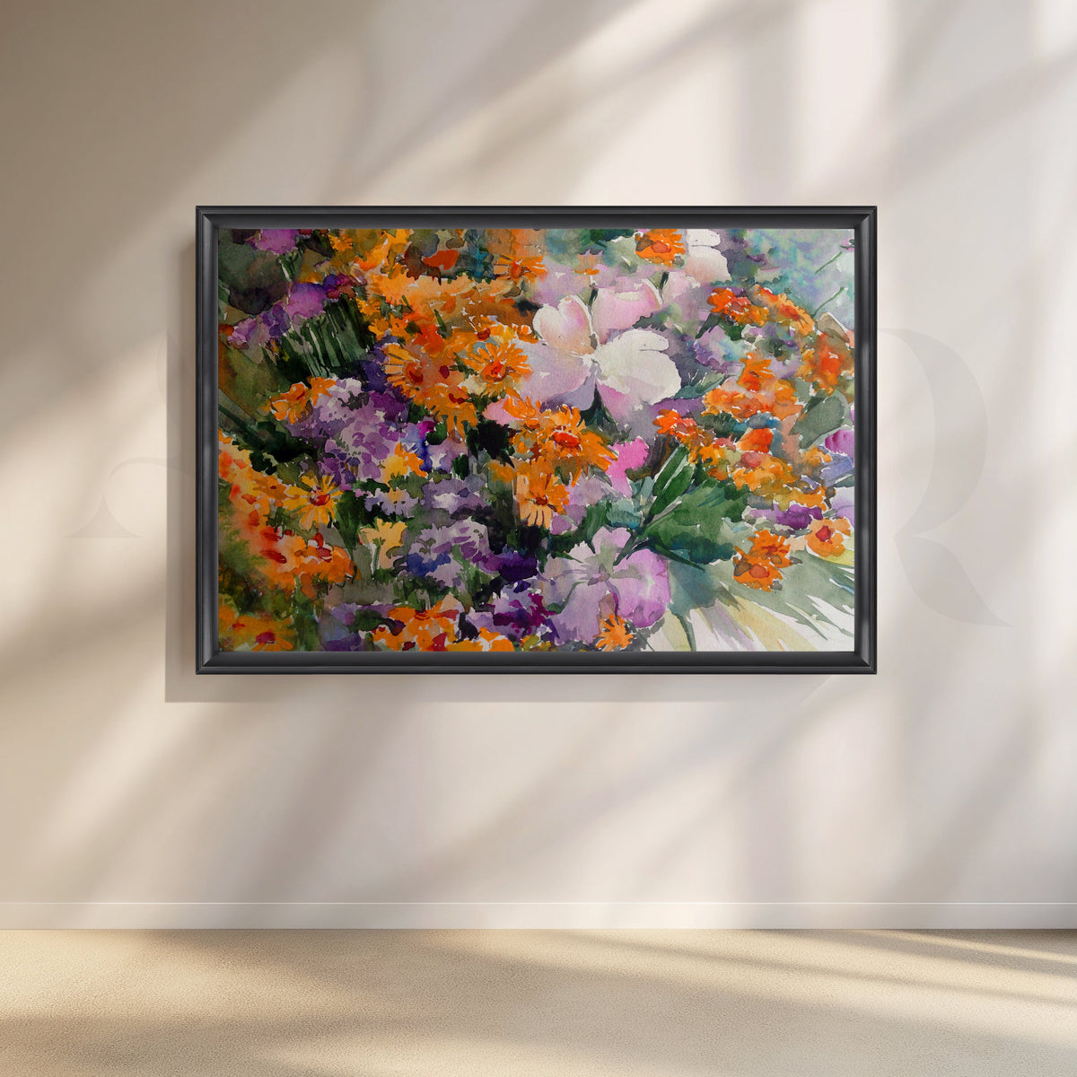 Vibrant Floral Watercolor Canvas Artwork – Asha Art Studio – Image 3