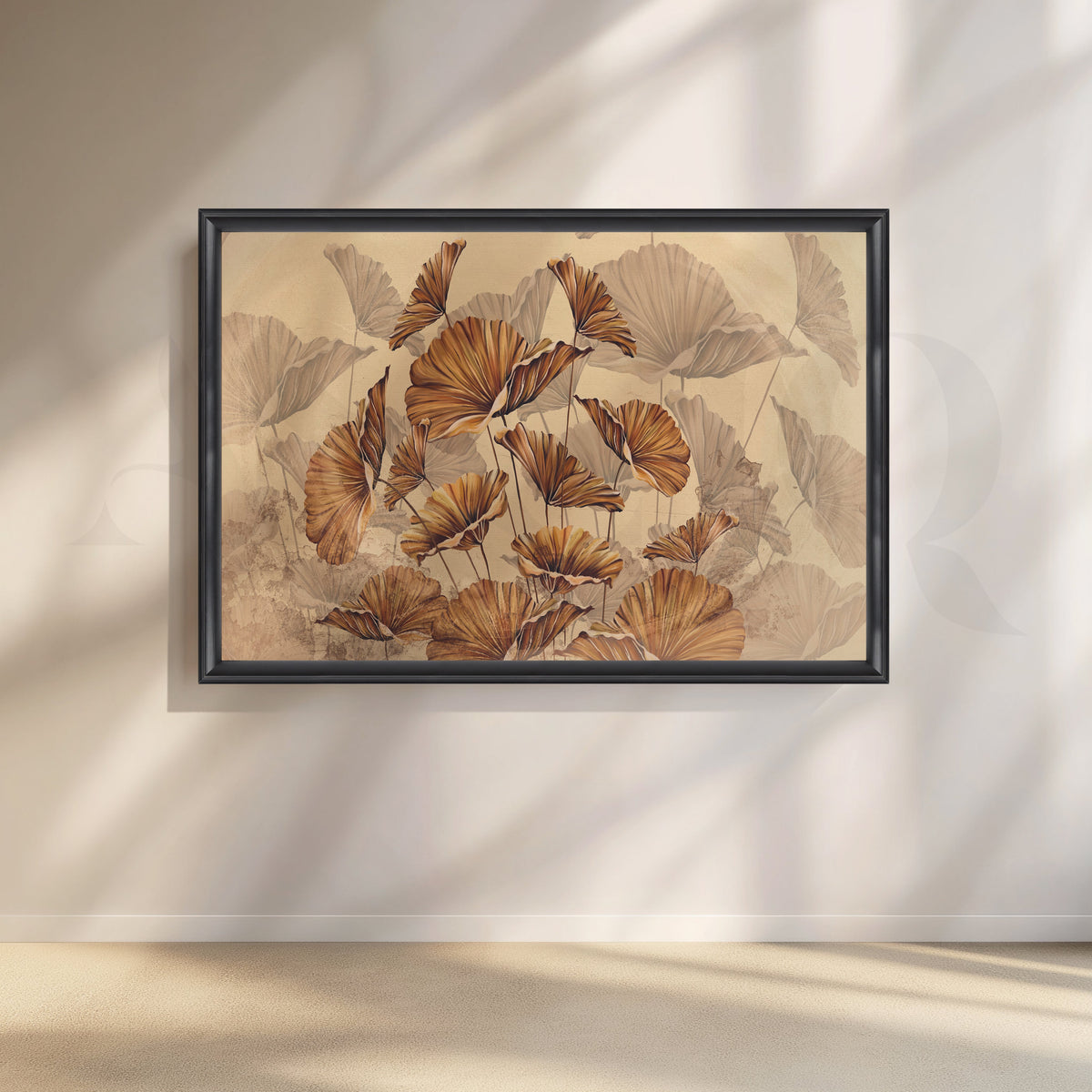 Golden Ginkgo Elegance Floral Artwork – Asha Art Studio – Image 3