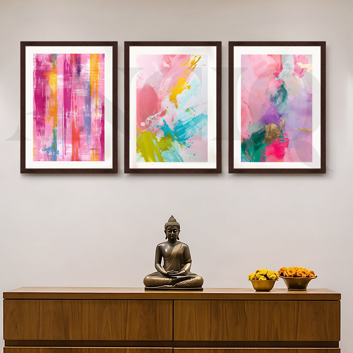 Vibrant Pastel Expression Gallery Wall – Set of 3 Contemporary Abstract Artworks - 18 x 24 Inches – Asha Art Studio – Image 6