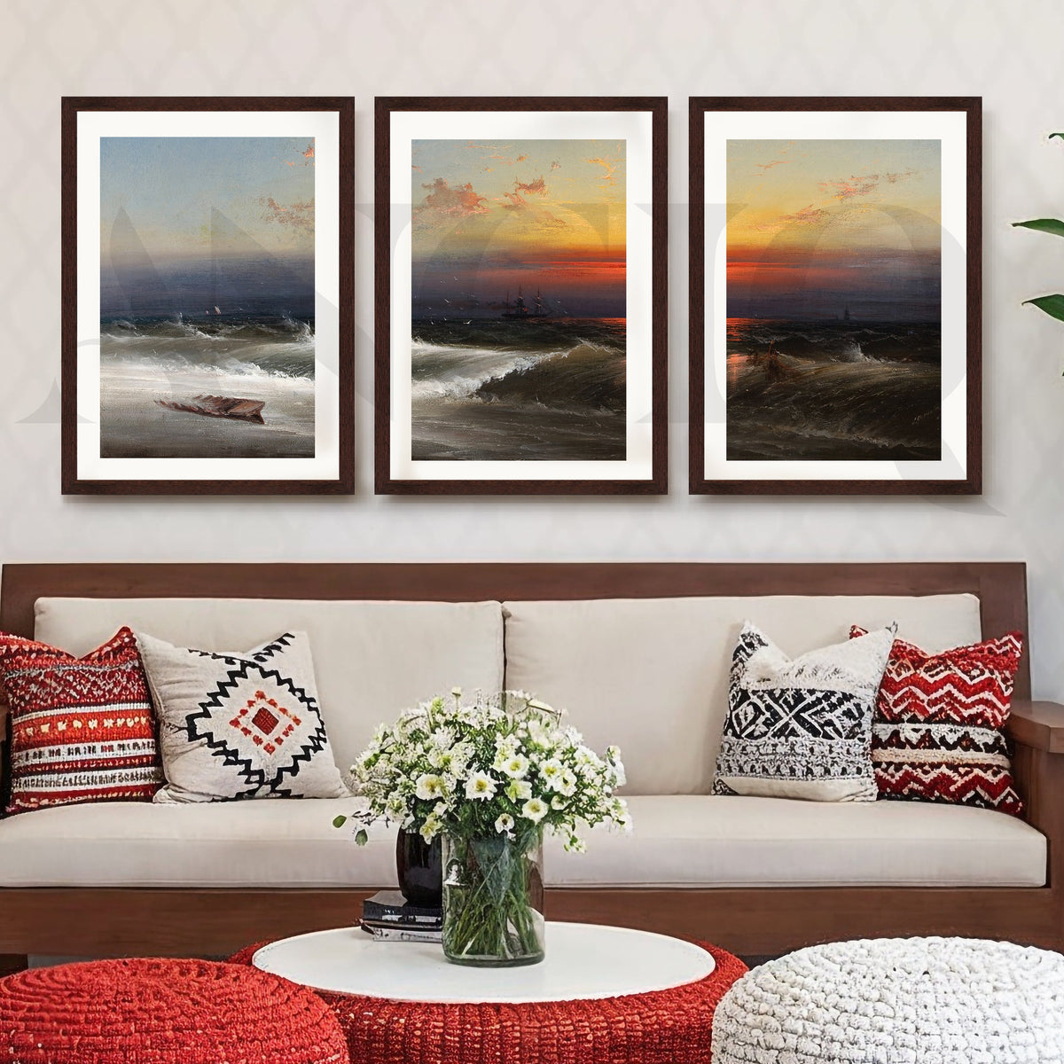 Dramatic Ocean Sunset Gallery Wall – Set of 3 Seascape Artworks - 18 x 24 Inches – Asha Art Studio – Image 10