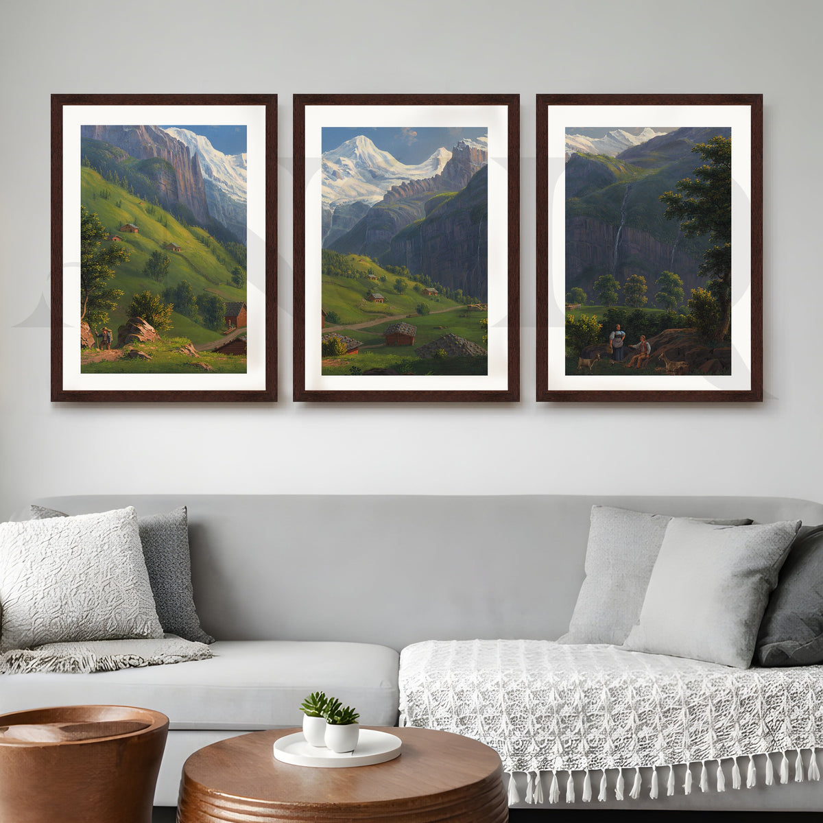 Alpine Valley Landscape Gallery Wall – Set of 3 Classic Mountain Artworks - 18 x 24 Inches – Asha Art Studio – Image 6