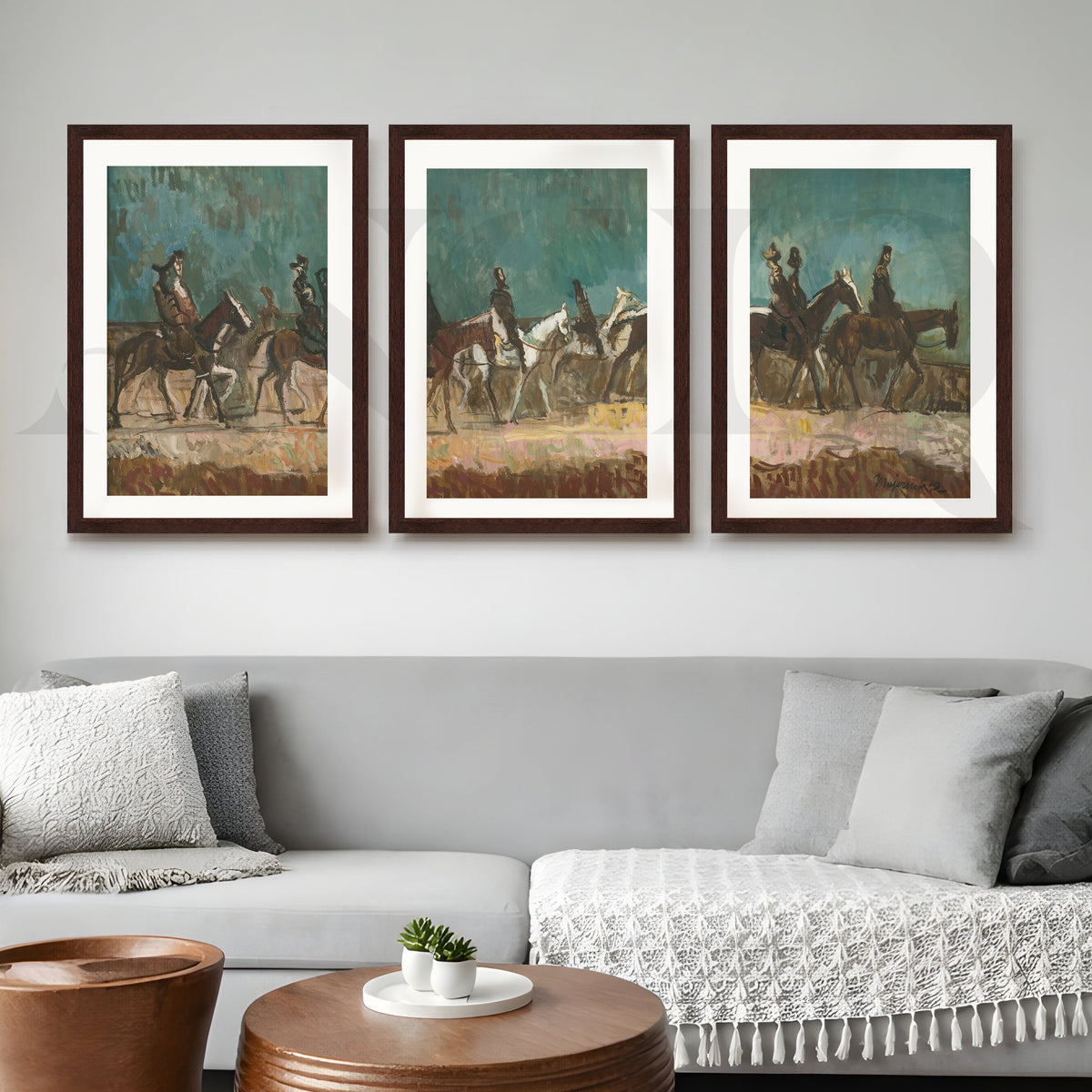 Equestrian Riders Vintage Gallery Wall – Set of 3 Classic Artworks - 18 x 24 Inches – Asha Art Studio – Image 6