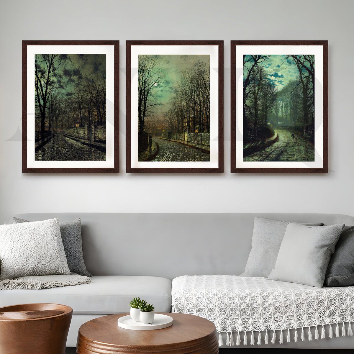 Moody Twilight Streetscape Gallery Wall – Set of 3 Atmospheric Artworks - 18 x 24 Inches – Asha Art Studio – Image 6