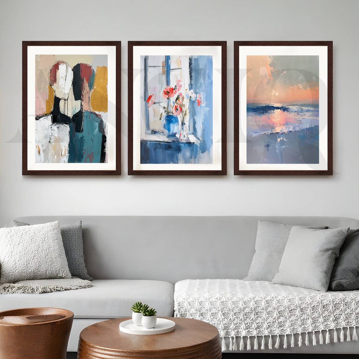 Contemporary Serenity Abstract Gallery Wall – Set of 3 Modern Artworks - 18 x 24 Inches – Asha Art Studio – Image 6