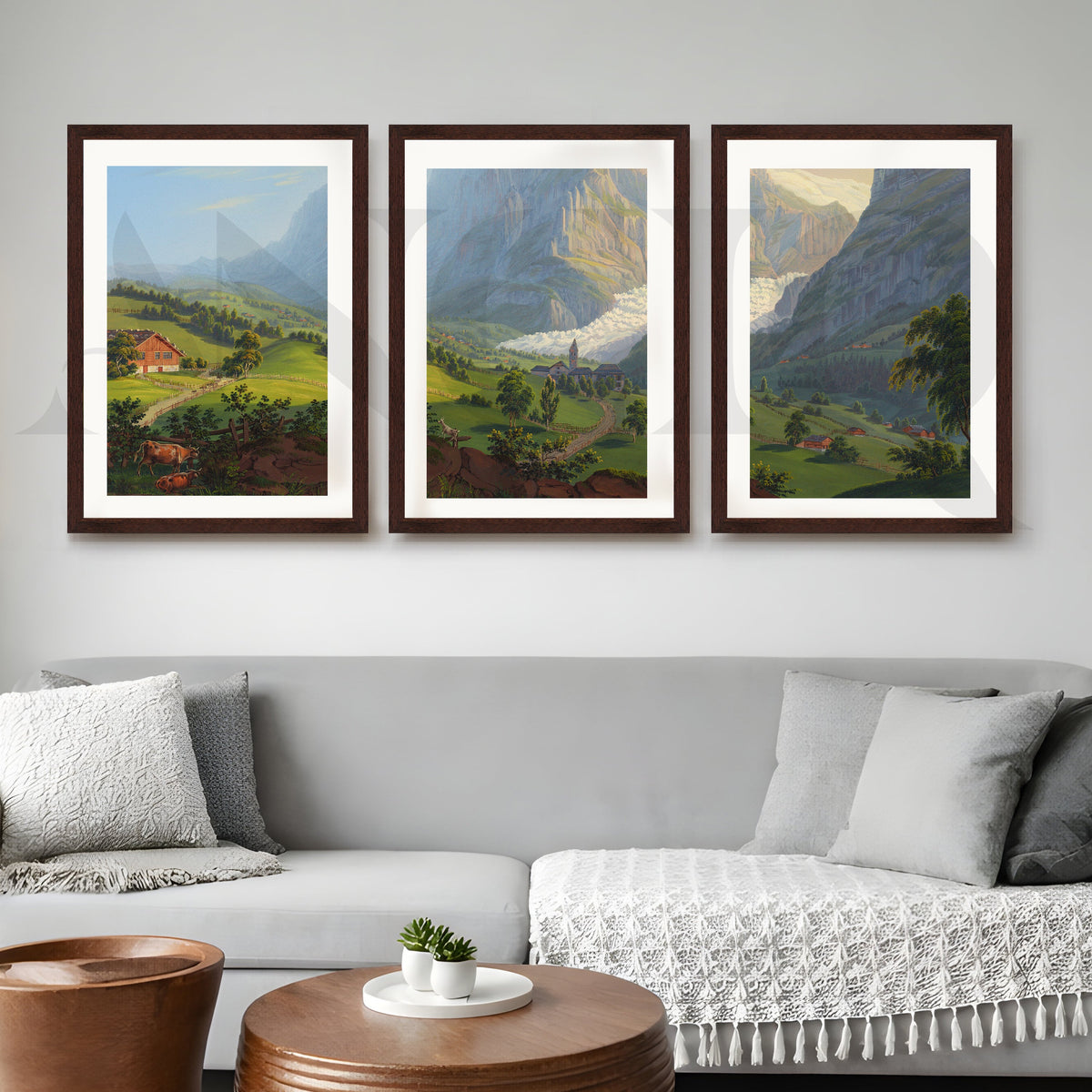 Alpine Countryside Panorama Gallery Wall – Set of 3 Landscape Artworks - 18 x 24 Inches – Asha Art Studio – Image 6