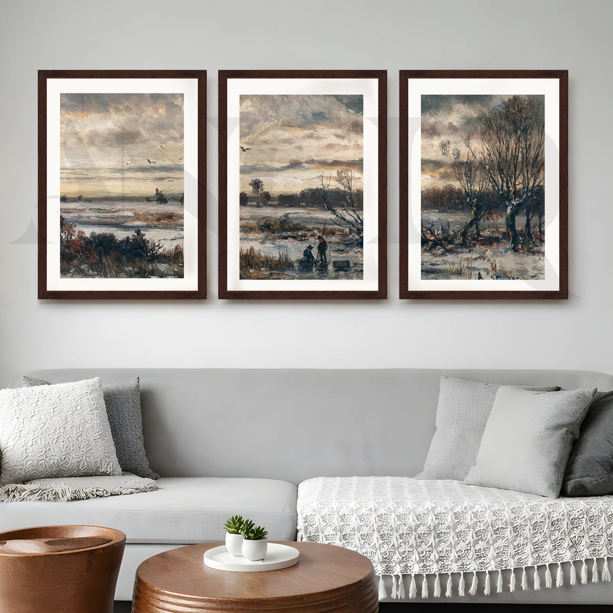 Moody Winter Countryside Gallery Wall – Set of 3 Atmospheric Landscape Artworks - 18 x 24 Inches – Asha Art Studio – Image 6