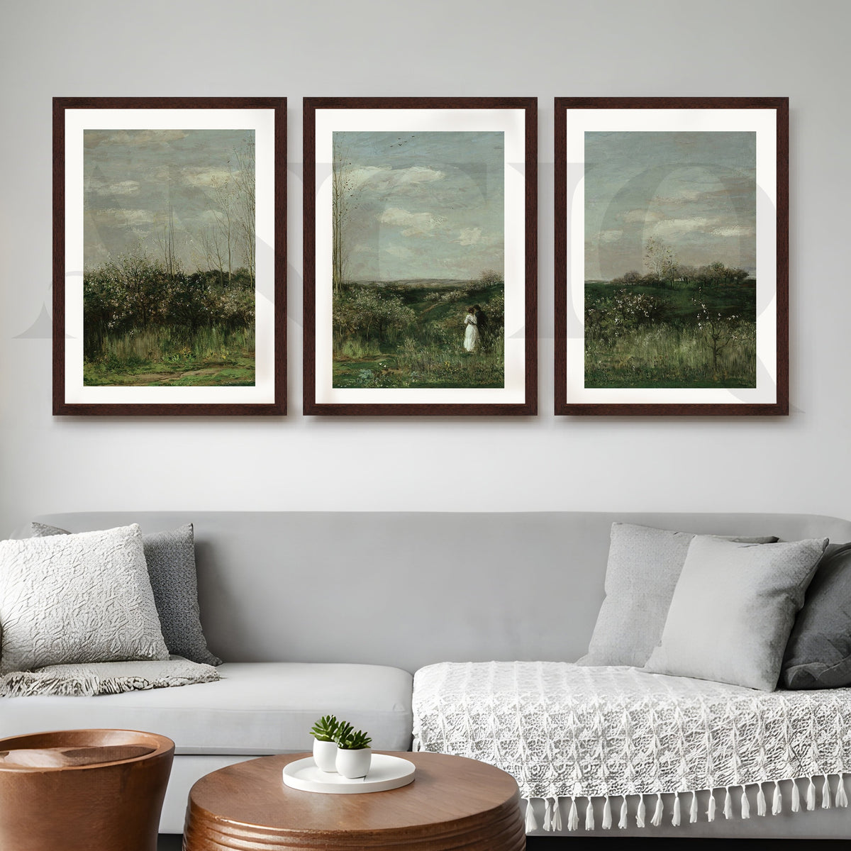 Serene Countryside Meadow Gallery Wall – Set of 3 Classic Landscape Artworks - 18 x 24 Inches – Asha Art Studio – Image 6