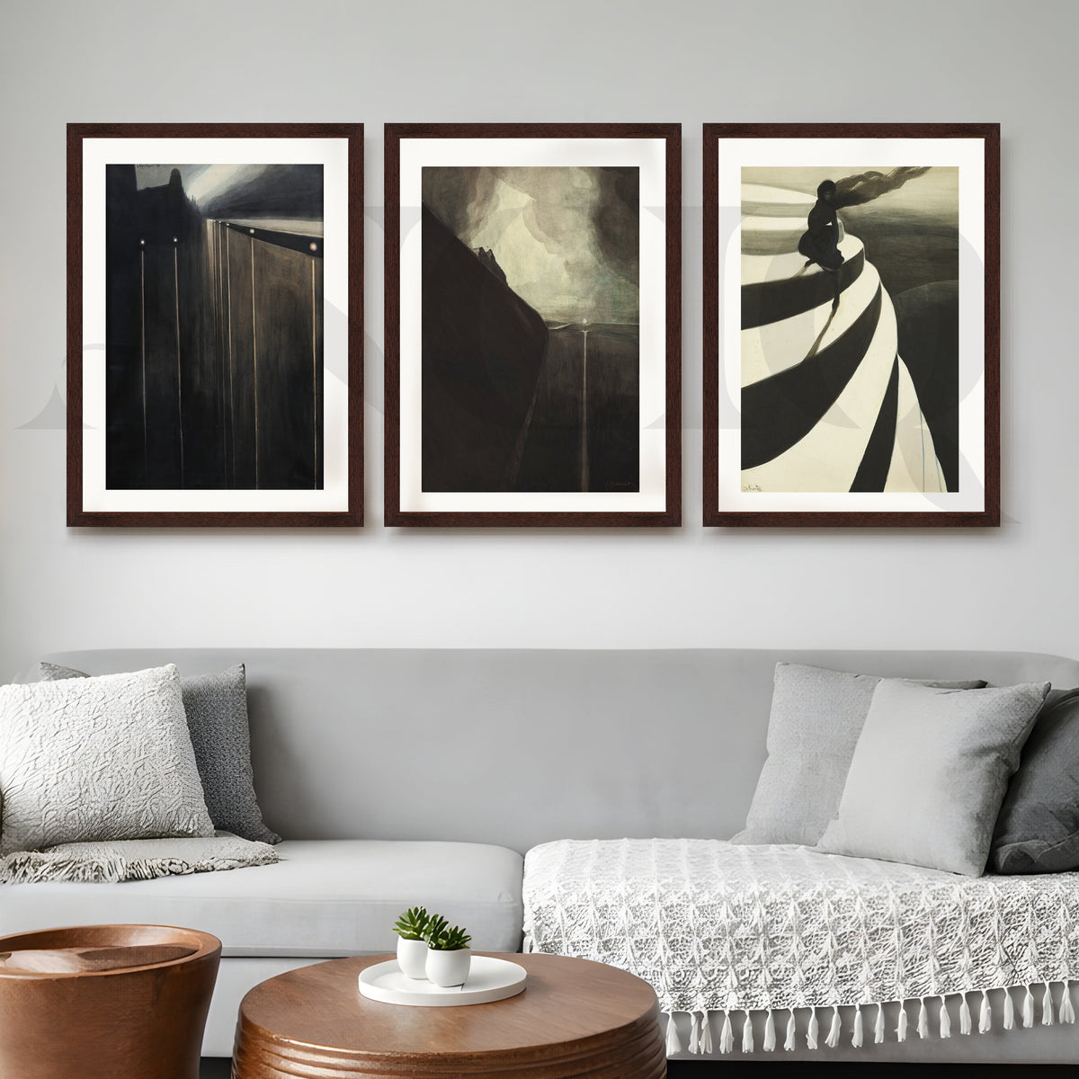 Moody Abstract Noir Gallery Wall – Set of 3 Contemporary Artworks - 18 x 24 Inches – Asha Art Studio – Image 6