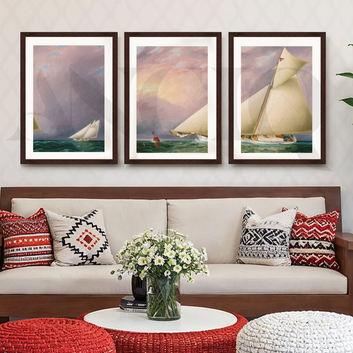 Classic Sailing Regatta Gallery Wall – Set of 3 Nautical Artworks - 18 x 24 Inches – Asha Art Studio – Image 6