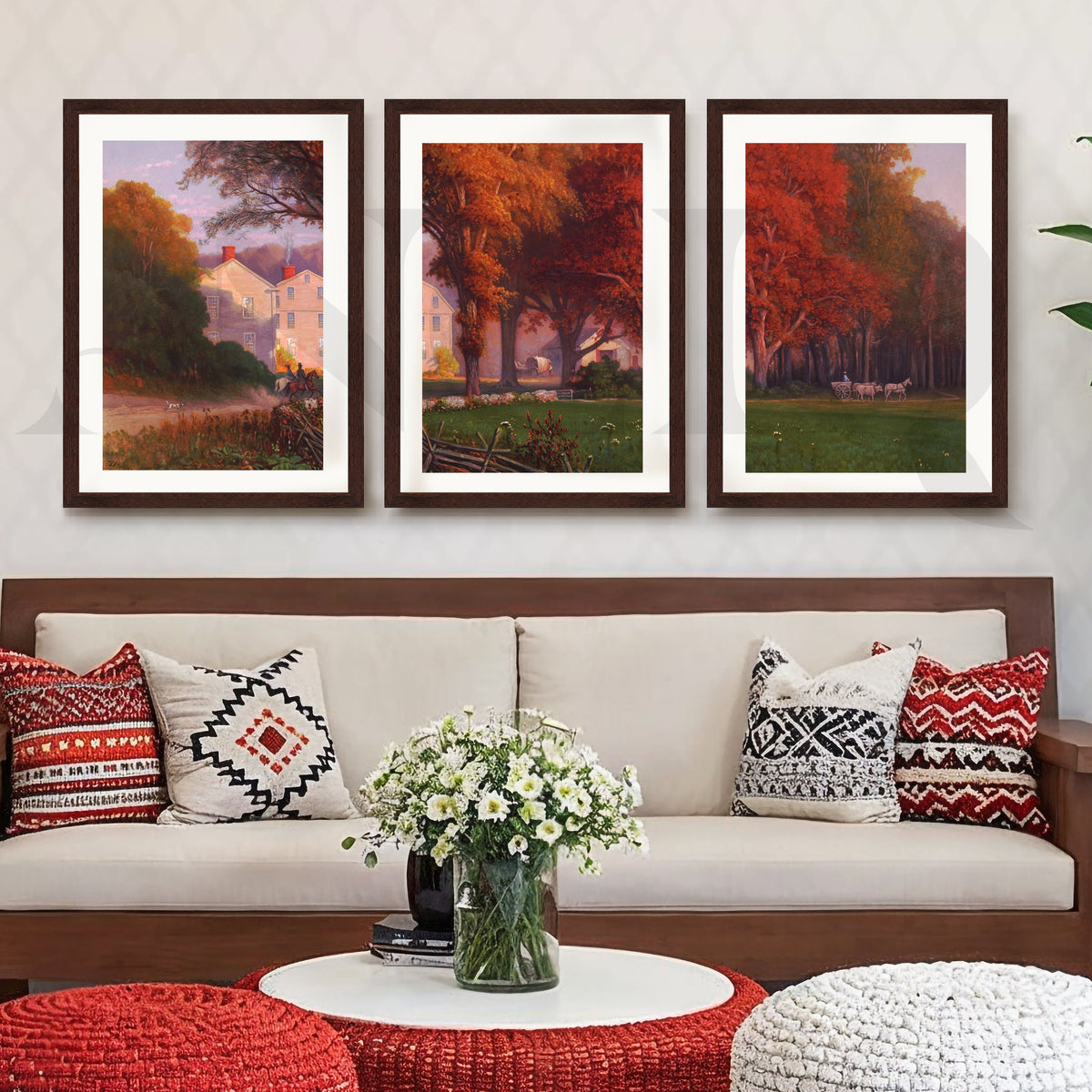Autumn Countryside Estate Gallery Wall – Set of 3 Classic Landscape Artworks - 18 x 24 Inches – Asha Art Studio – Image 6