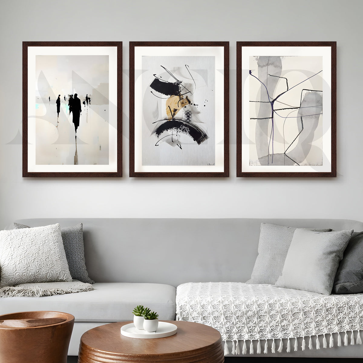 Minimal Ink Expressions Gallery Wall – Set of 3 Modern Abstract Artworks - 18 x 24 Inches – Asha Art Studio – Image 6