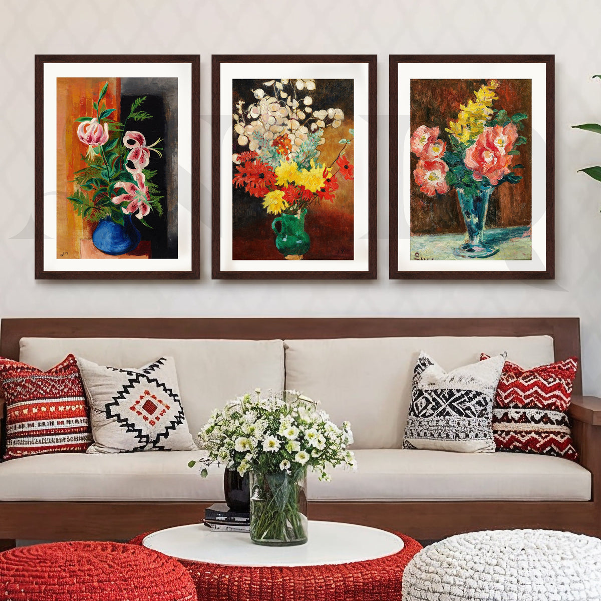 Floral Still Life Trio Gallery Wall – Set of 3 Canvas Artworks – Asha Art Studio – Image 10