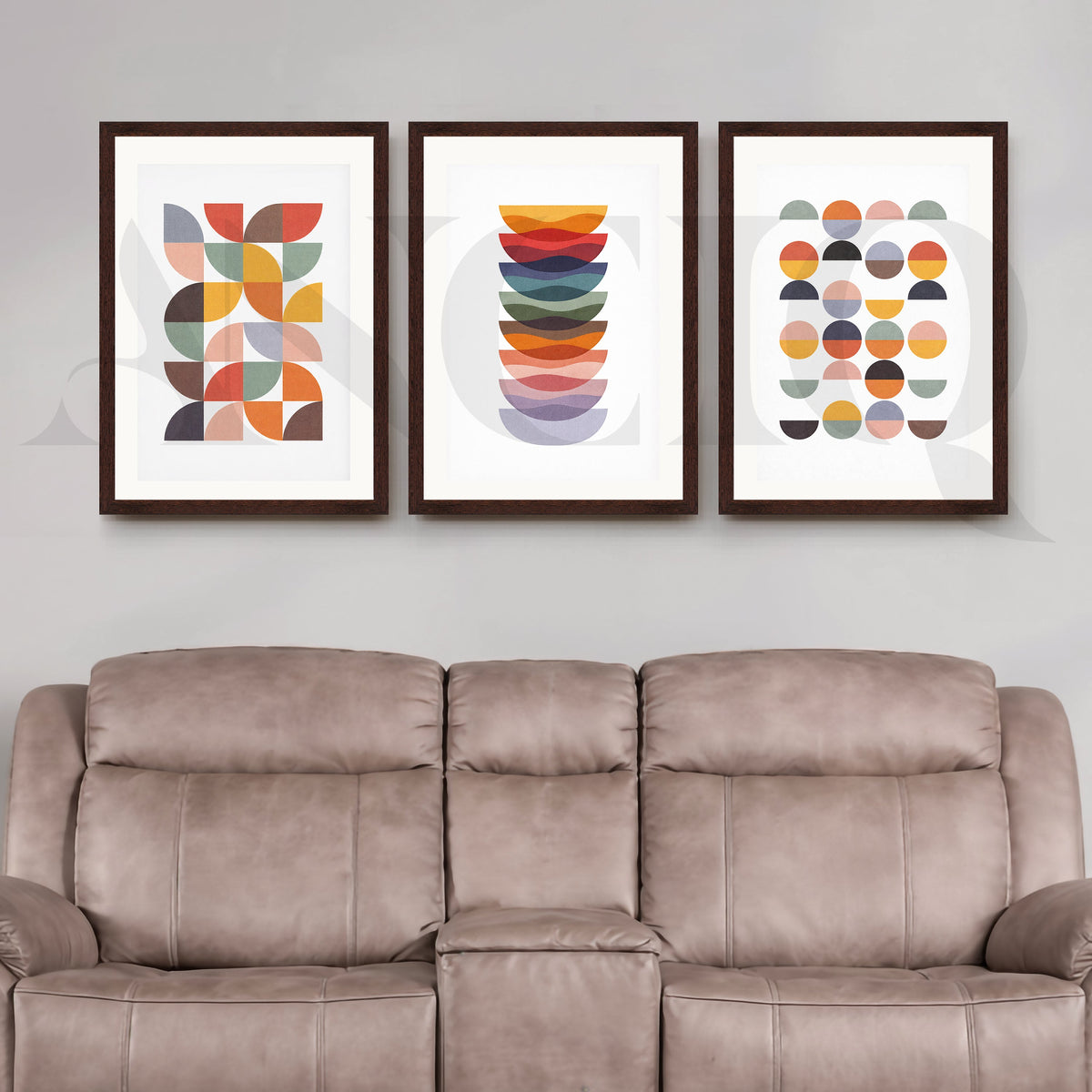 Retro Geometric Harmony Gallery Wall – Set of 3 Modern Abstract Artworks - 18 x 24 Inches – Asha Art Studio – Image 10