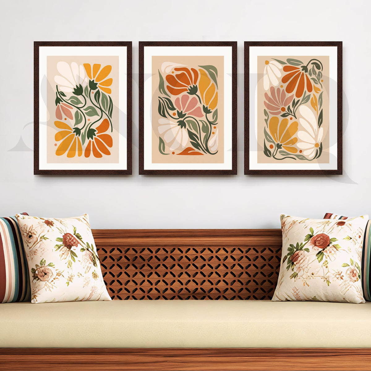 Vintage Botanical Bloom Gallery Wall – Set of 3 Floral Artworks - 18 x 24 Inches – Asha Art Studio – Image 10